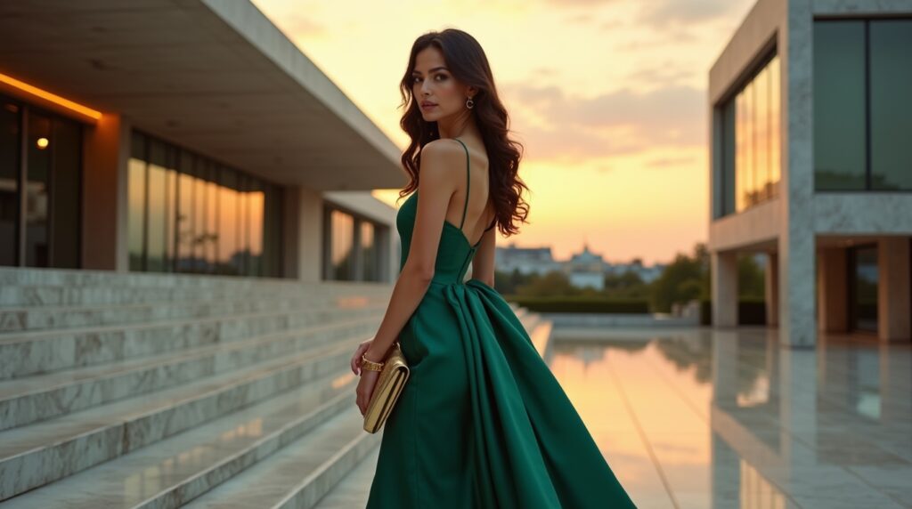 flux dev fullbody shot of a beautiful brunette woman in a high 2